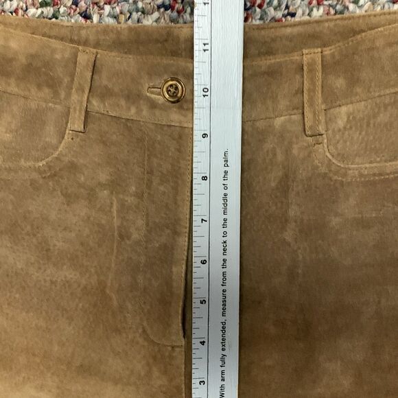 Etcetera Tan Soft Suede Leather High Rise Straight Leg Pants Size 4 - Picture 12 of 14